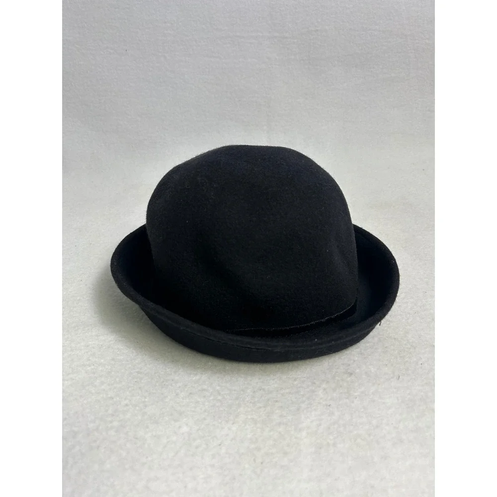 Vintage Style Gymboree Girls Small Black 100% Wool Felt Cloche Bow Hat NWT